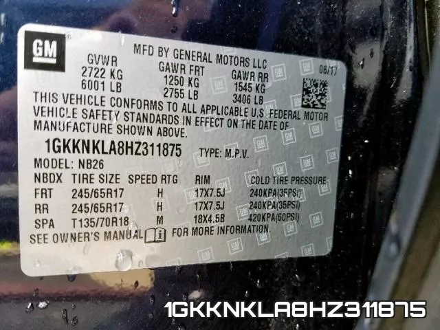 1GKKNKLA8HZ311875 фото 2