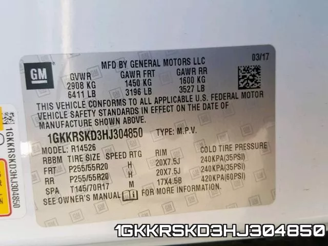 1GKKRSKD3HJ304850 фото 2