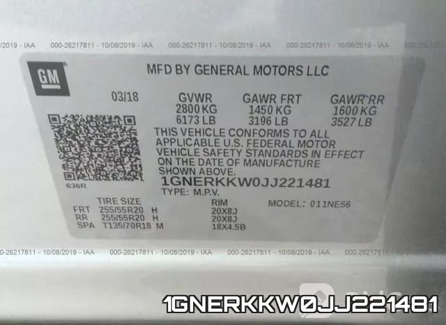 1GNERKKW0JJ221481 фото 10