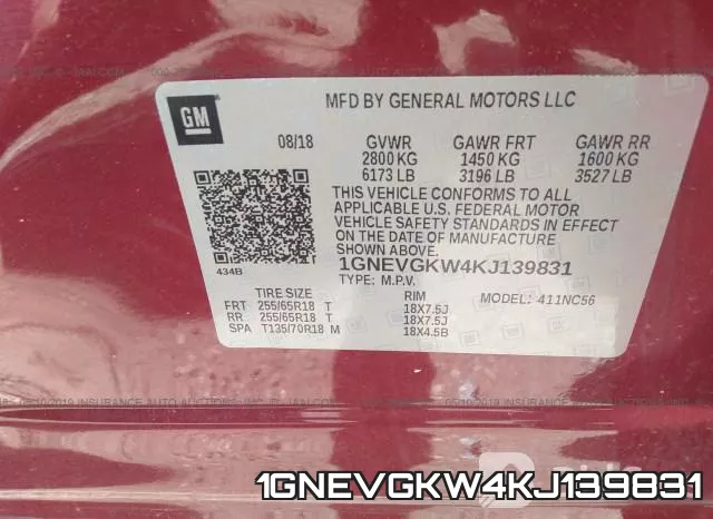 1GNEVGKW4KJ139831 фото 10