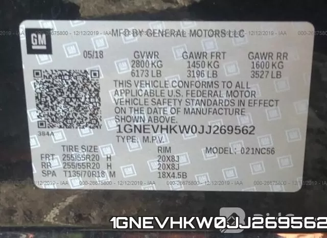 1GNEVHKW0JJ269562 фото 10