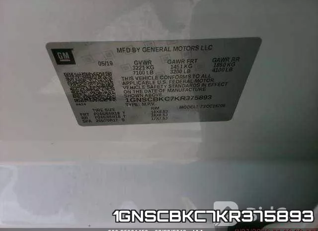 1GNSCBKC7KR375893 фото 10