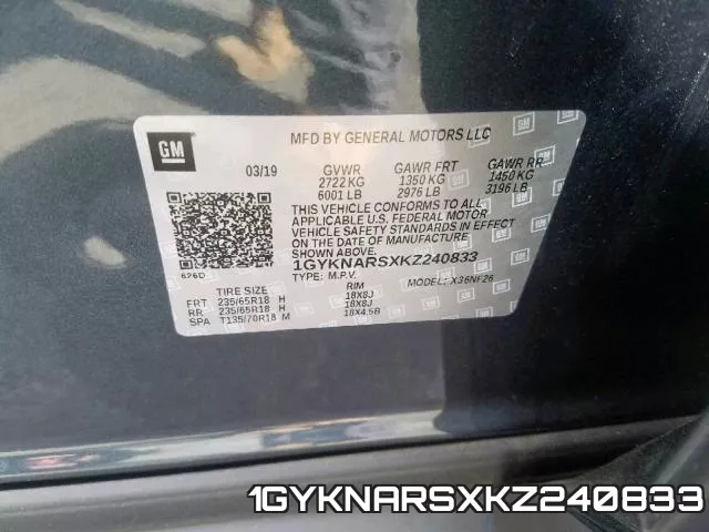 1GYKNARSXKZ240833 фото 2