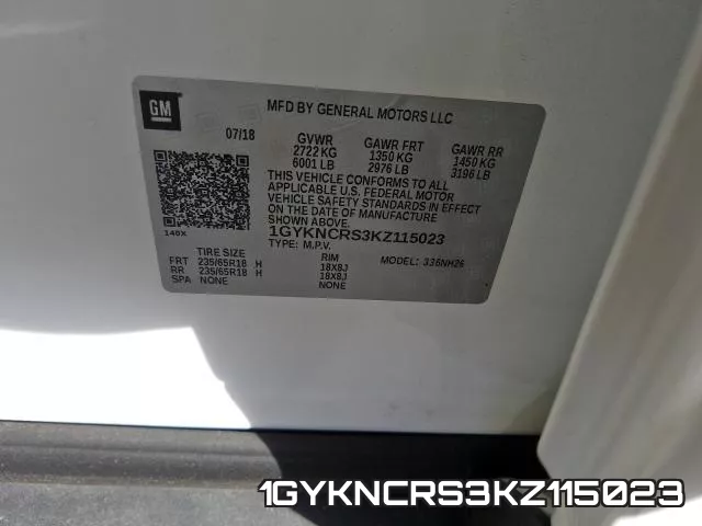 1GYKNCRS3KZ115023 фото 2