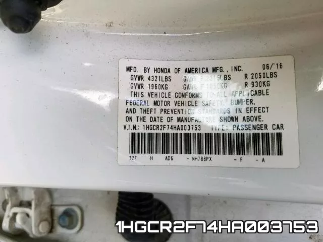 1HGCR2F74HA003753 фото 2