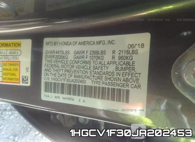 1HGCV1F30JA202453 фото 10