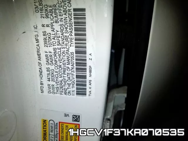 1HGCV1F37KA070535 фото 2