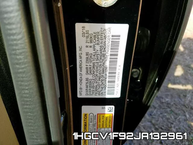 1HGCV1F92JA132961 фото 2