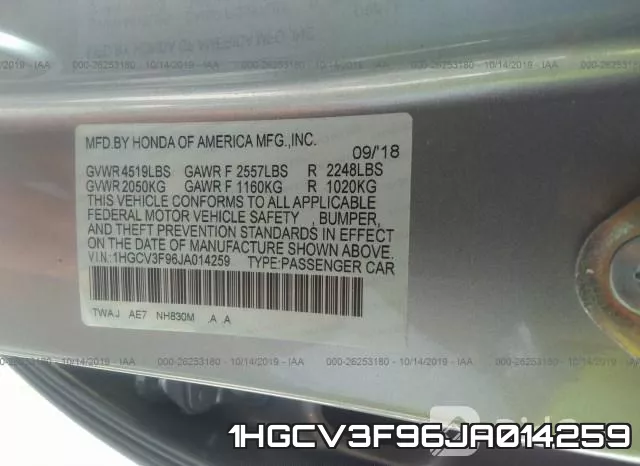 1HGCV3F96JA014259 фото 9