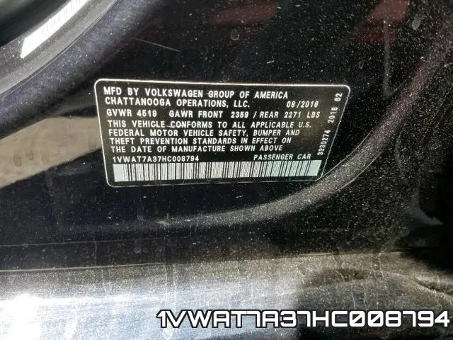 1VWAT7A37HC008794 фото 2