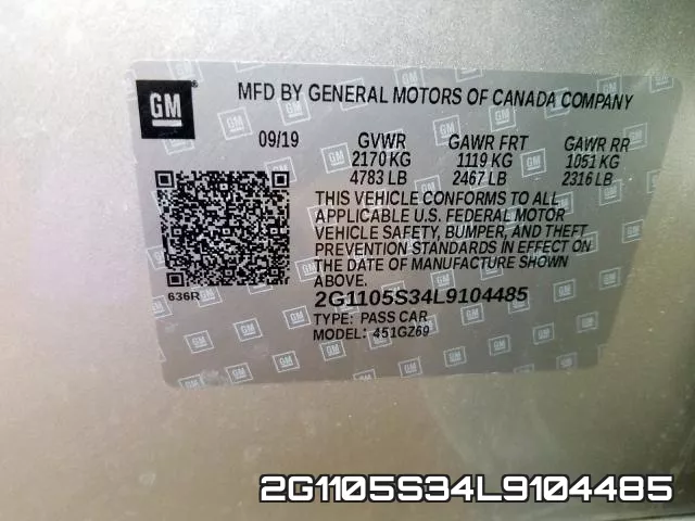 2G1105S34L9104485 фото 2