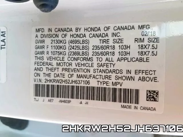 2HKRW2H52JH637106 фото 2
