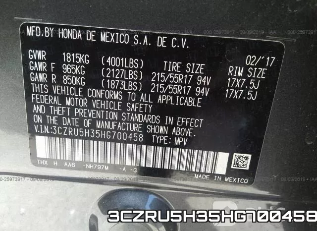 3CZRU5H35HG700458 фото 10