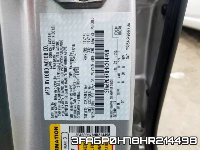 3FA6P0H78HR214498 фото 2