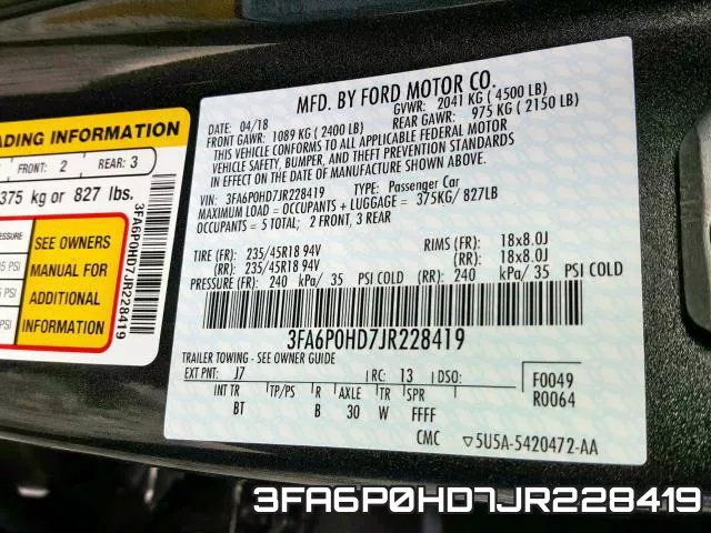 3FA6P0HD7JR228419 фото 2