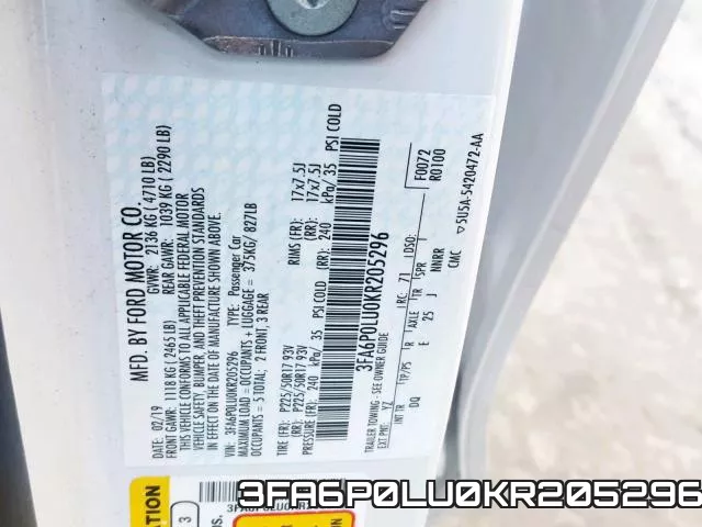 3FA6P0LU0KR205296 фото 2