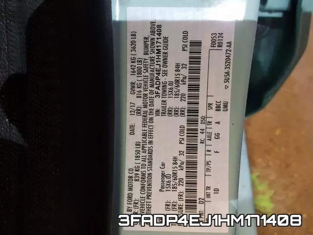 3FADP4EJ1HM171408 фото 2