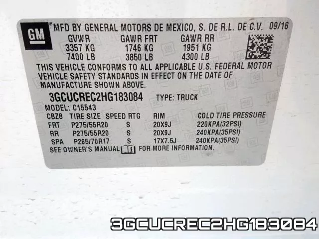 3GCUCREC2HG183084 фото 2