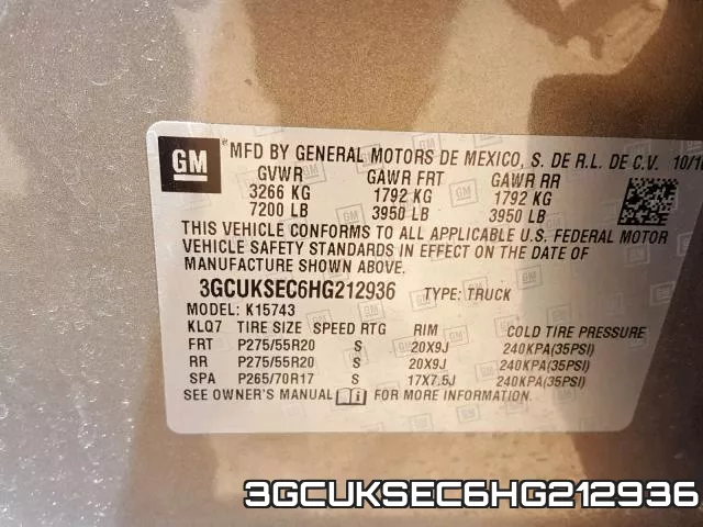 3GCUKSEC6HG212936 фото 2