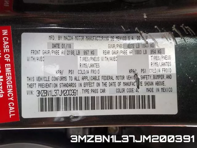 3MZBN1L37JM200391 фото 2