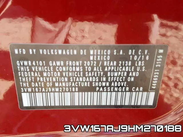 3VW167AJ9HM270188 фото 2