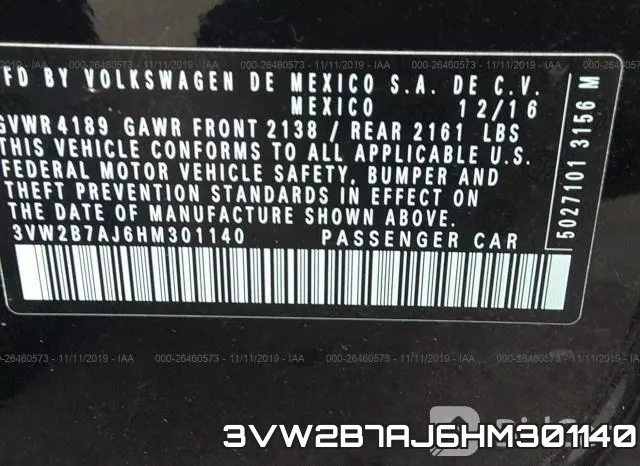 3VW2B7AJ6HM301140 фото 10