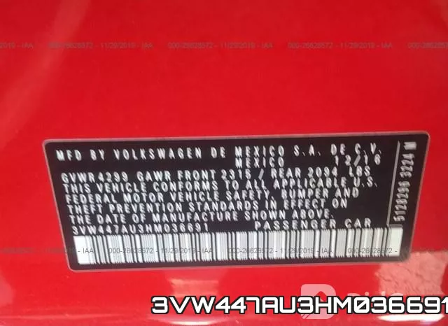 3VW447AU3HM036691 фото 10