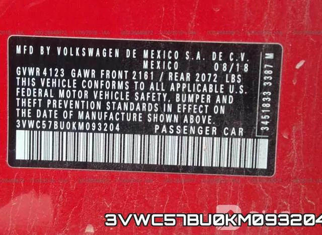 3VWC57BU0KM093204 фото 10