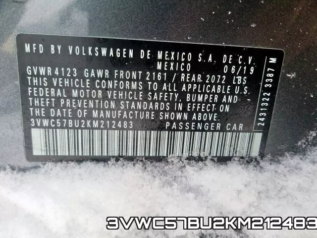 3VWC57BU2KM212483 фото 2