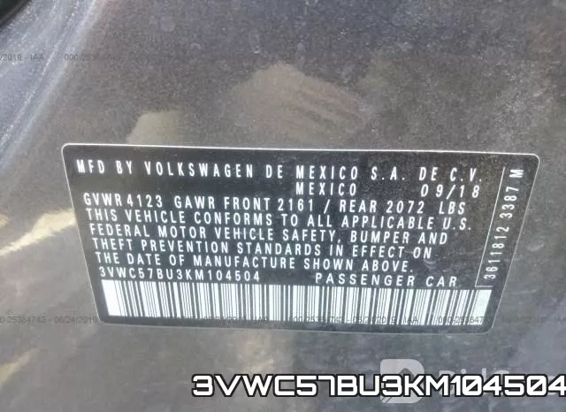 3VWC57BU3KM104504 фото 10
