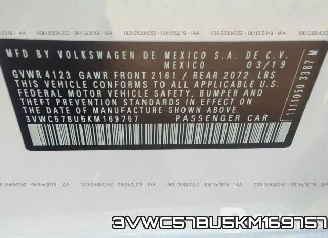 3VWC57BU5KM169757 фото 9