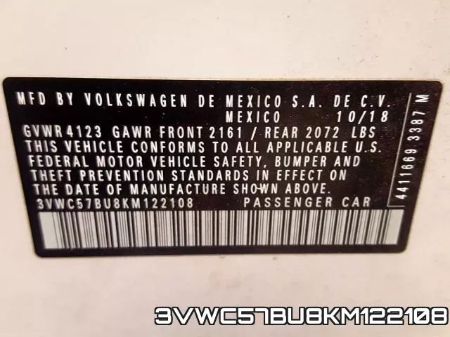 3VWC57BU8KM122108 фото 2