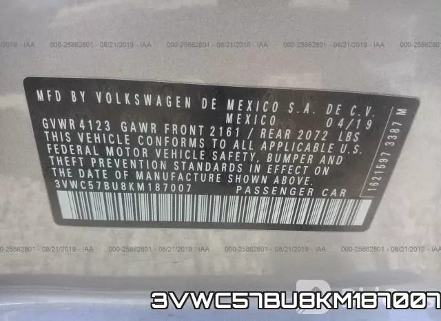 3VWC57BU8KM187007 фото 10