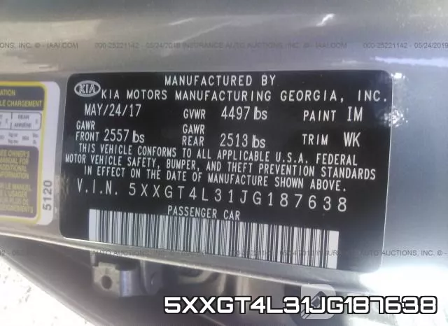 5XXGT4L31JG187638 фото 10