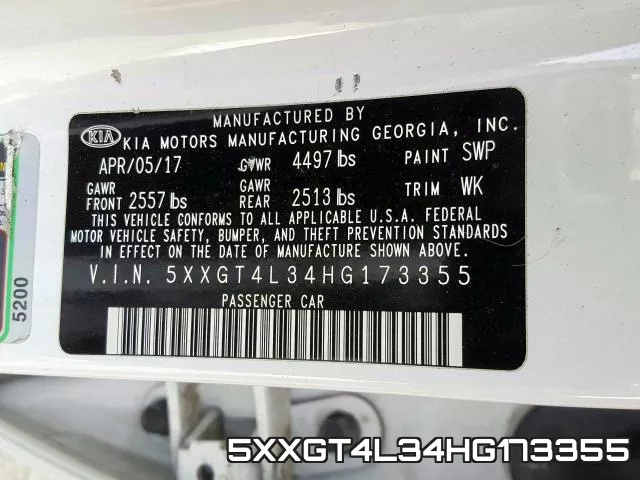 5XXGT4L34HG173355 фото 2