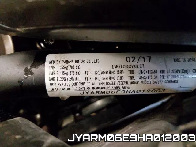 JYARM06E9HA012003 фото 2
