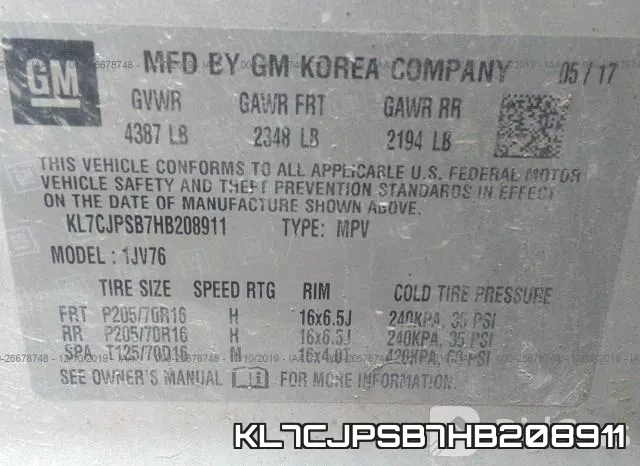 KL7CJPSB7HB208911 фото 10