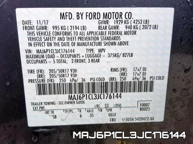 MAJ6P1CL3JC176144 фото 2