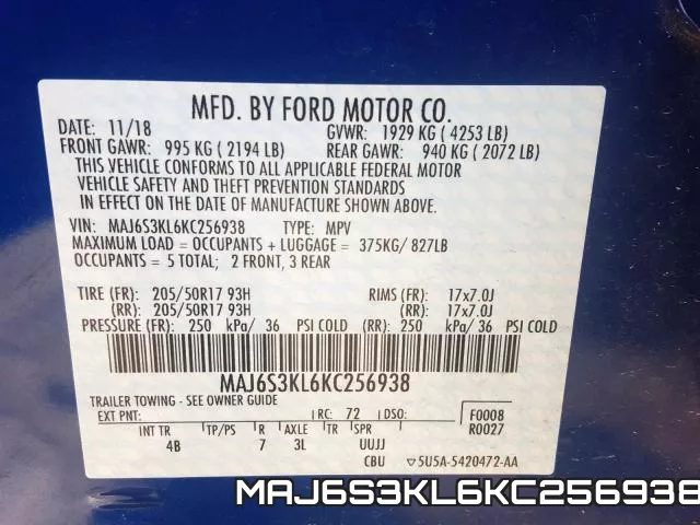 MAJ6S3KL6KC256938 фото 2