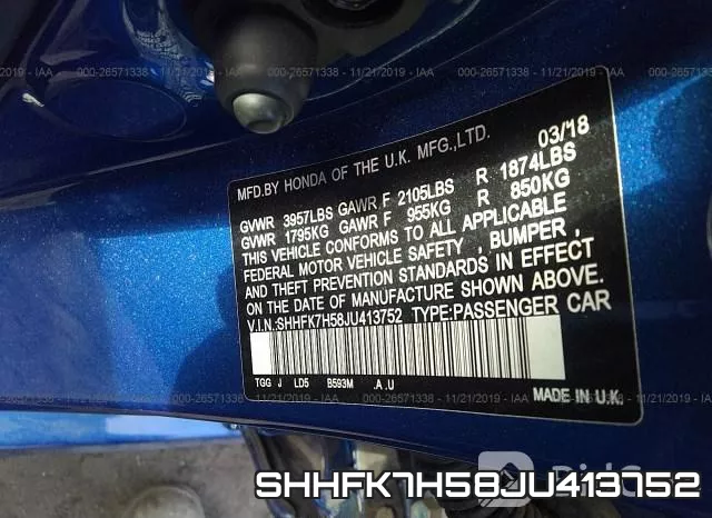 SHHFK7H58JU413752 фото 10
