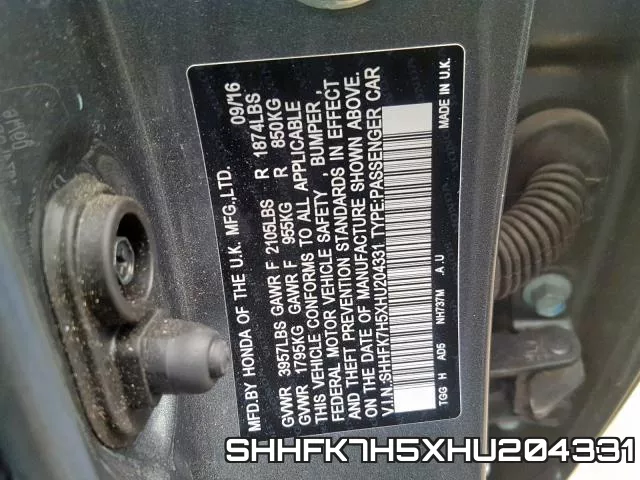 SHHFK7H5XHU204331 фото 2
