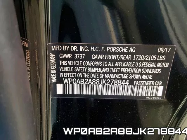 WP0AB2A88JK278844 фото 2