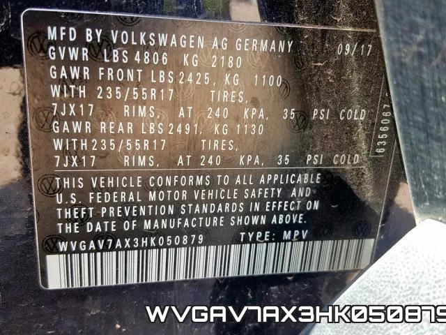 WVGAV7AX3HK050879 фото 2