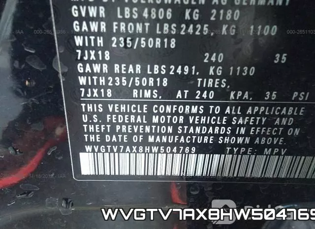 WVGTV7AX8HW504769 фото 10