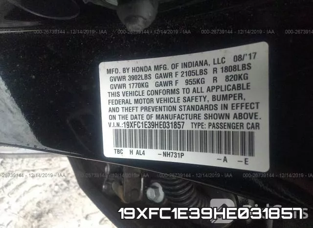 19XFC1E39HE031857 фото 10