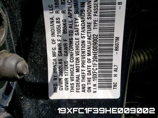 19XFC1F39HE009002 фото 2
