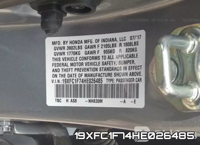 19XFC1F74HE026485 фото 10