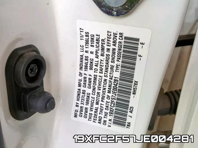 19XFC2F57JE004281 фото 2