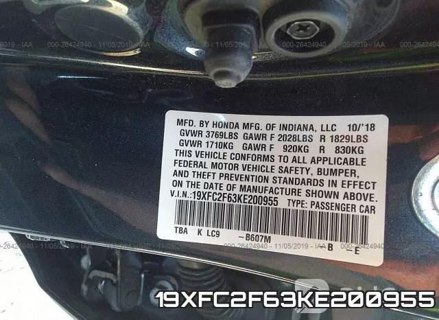 19XFC2F63KE200955 фото 10