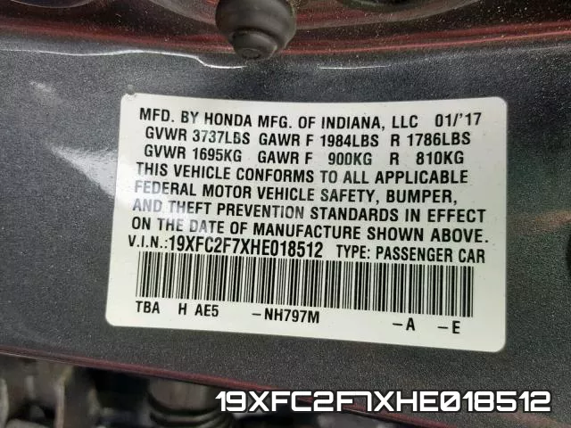 19XFC2F7XHE018512 фото 2